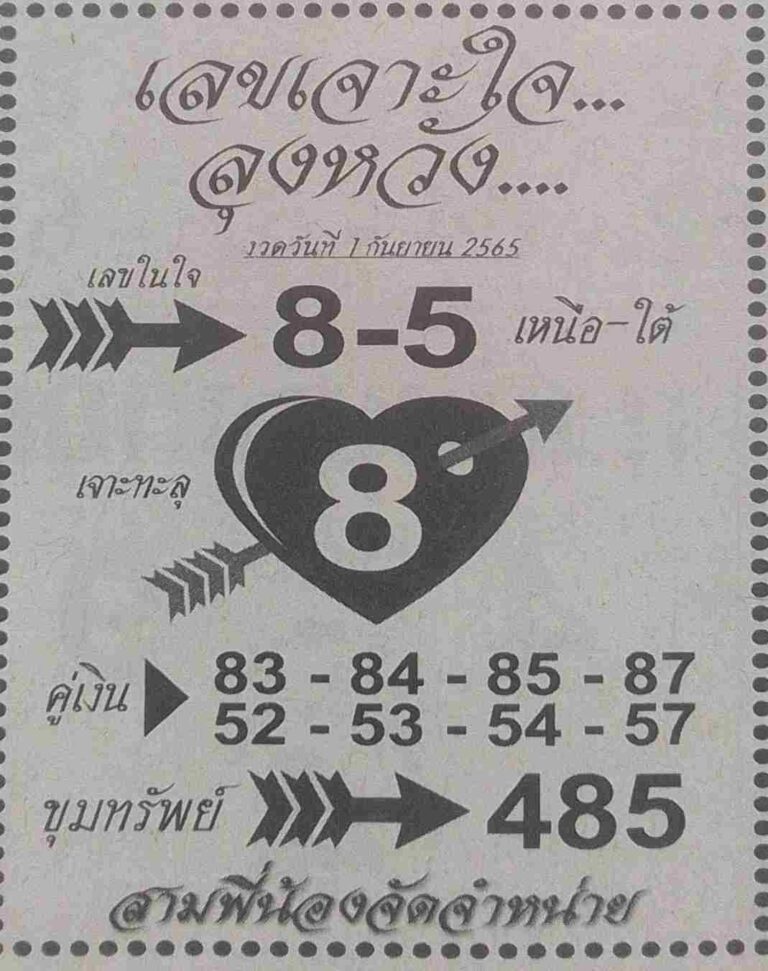 แทงหวย 24 เลขเจาะใจลุงหวัง 1/9/65