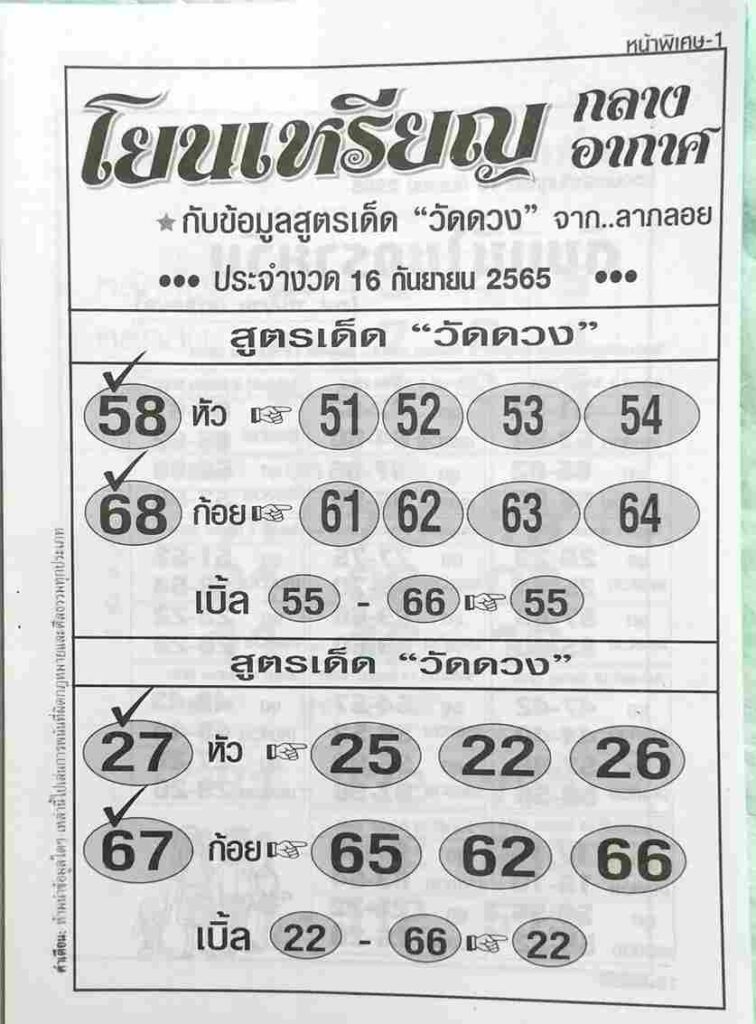 เว็บ แทงหวย หวยโยนเหรียญ 16/9/65