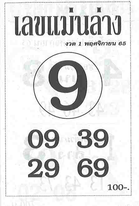 แทงหวย หวยเลขแม่นล่าง 1/11/65