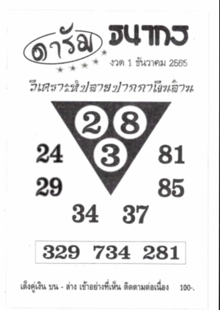 เว็บ แทงหวย หวยดารัม 1/12/65