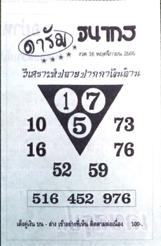 แทงหวย 24 หวยดารัม 16/11/65