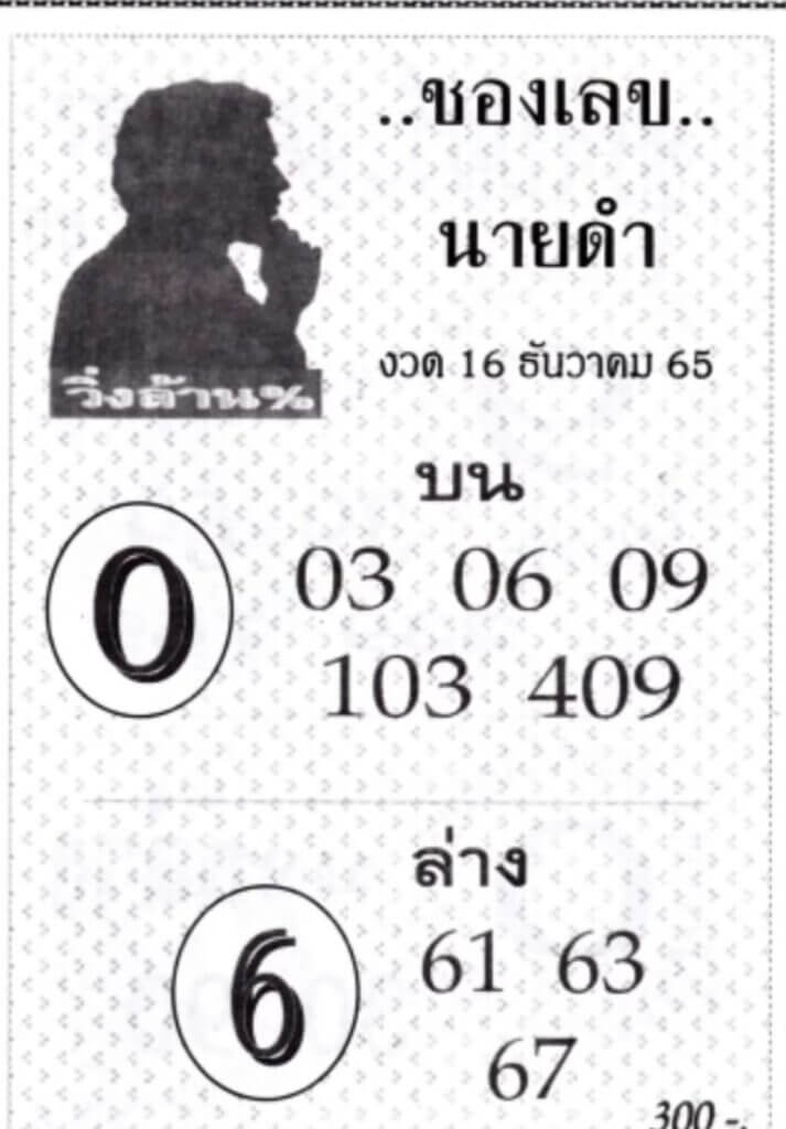 เว็บ แทงหวย เลขนายดำ 16/12/65