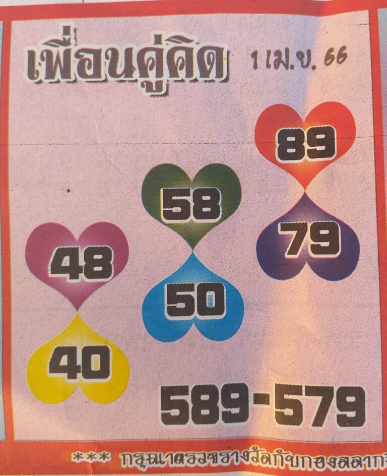 เลขเด็ด หวยเพื่อนคู่คิด 1/4/66