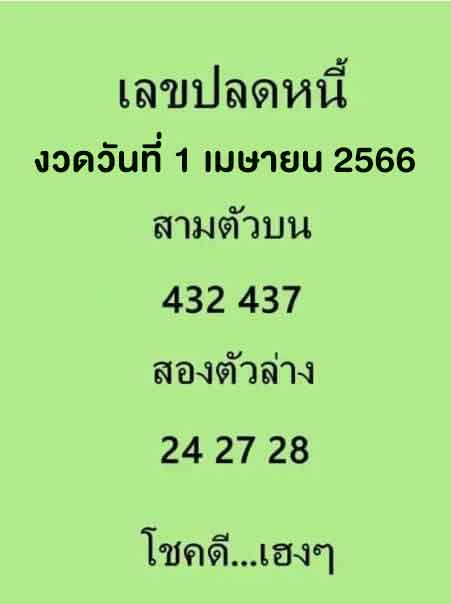 เลขเด็ด ปลดหนี้ 16/3/66