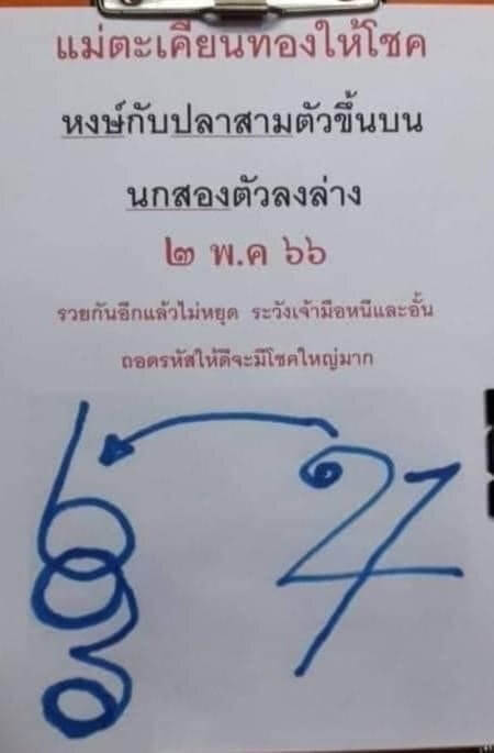 ผลหวย กุมารทองให้โชค 2/5/66