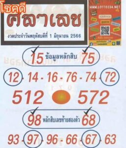 หวยเด็ดศิลาเลข 1/6/66