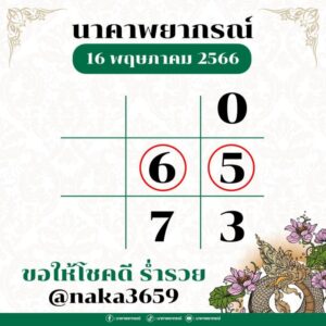 เลขหวยนาคาพยากรณ์ 1-6-66