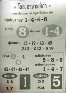 เลขหวยอาจารย์เก่า 1/6/66