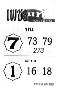 แม่นมากหวยเพชรแท้ 1-7-66