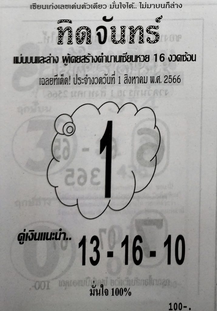 หวยไทย ทิดจันทร์ 31/7/66