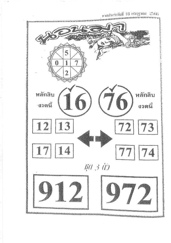หวยไทย นอนมา 16/7/66