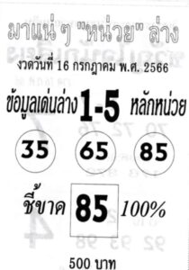 หวยไทย มาแน่ๆหน่วยล่าง 16/7/66