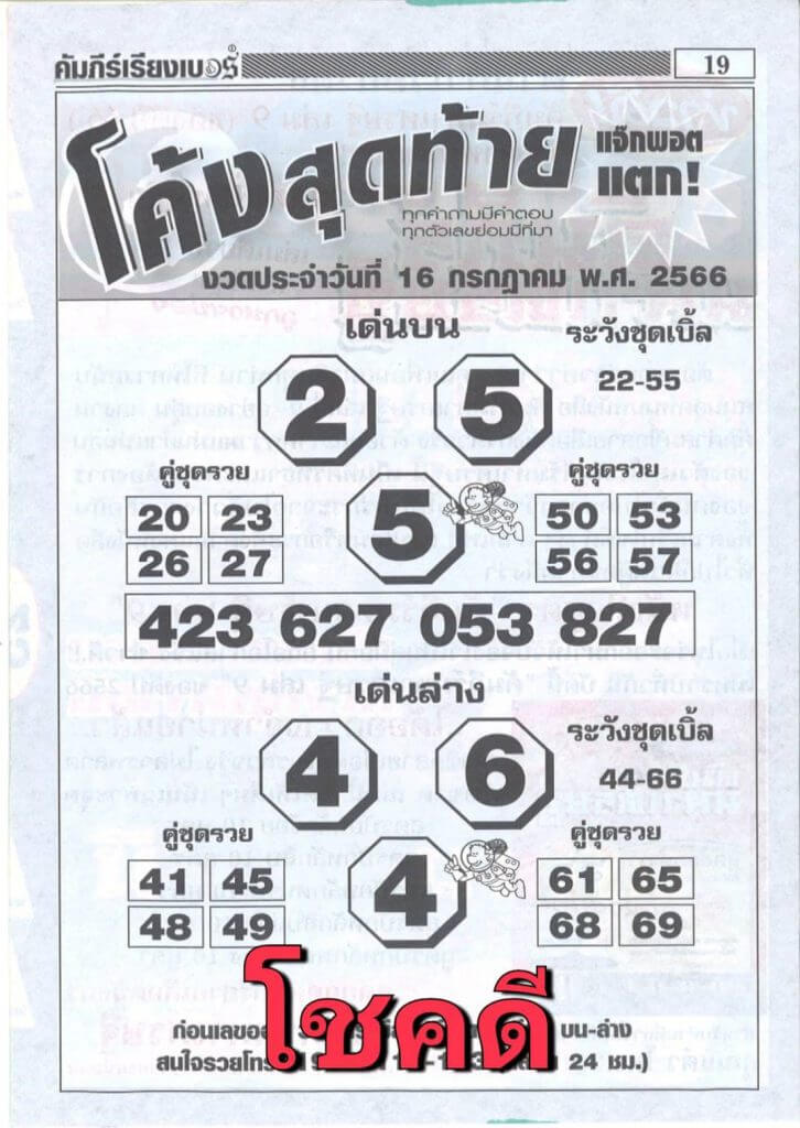 เลขแม่น โค้งสุดท้าย 16/7/66