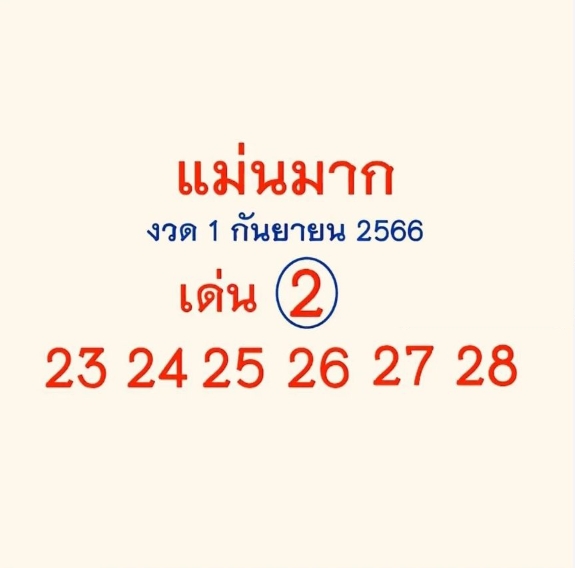 หวยไทย แม่นมาก 16/9/66 