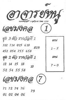 หวยไทย อาจารย์หนู 1/11/66