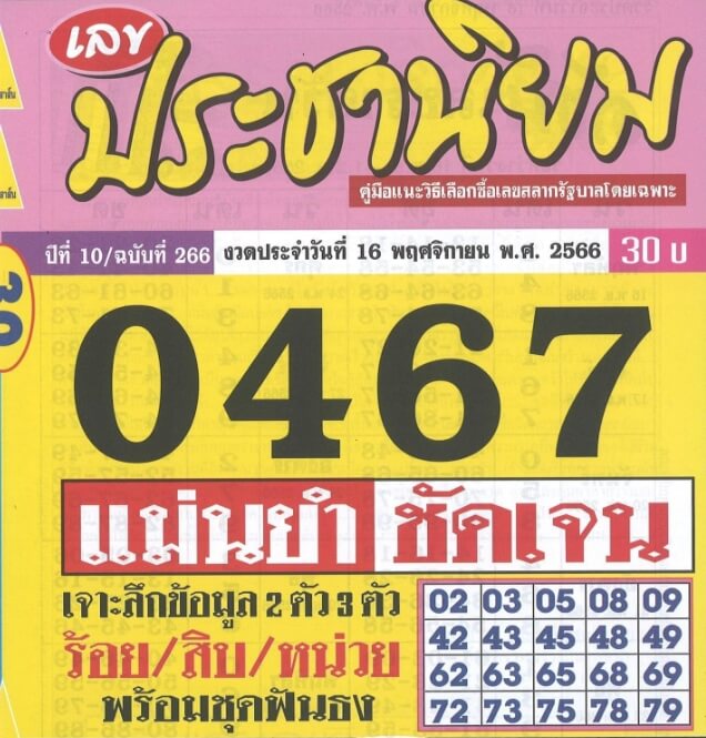 หวยไทย ประชานิยม 16/11/66