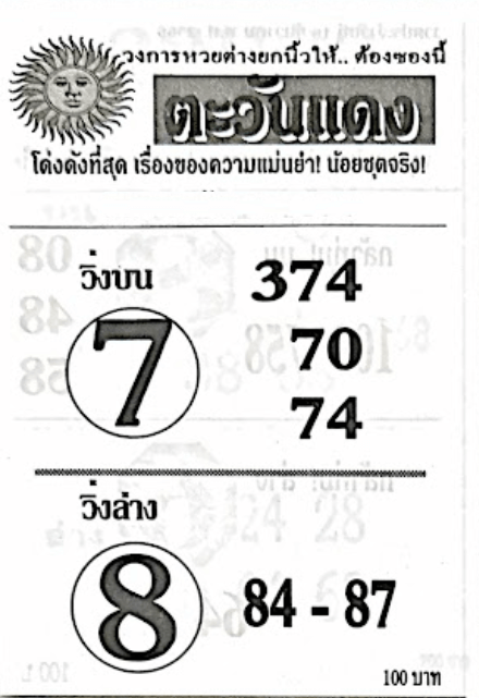 หวยไทย ตะวันแดง 30/12/66