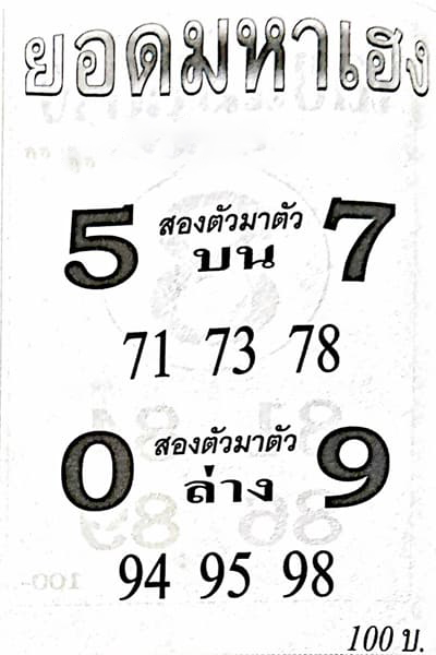 หวยไทย ยอดมหาเฮง 17/1/67