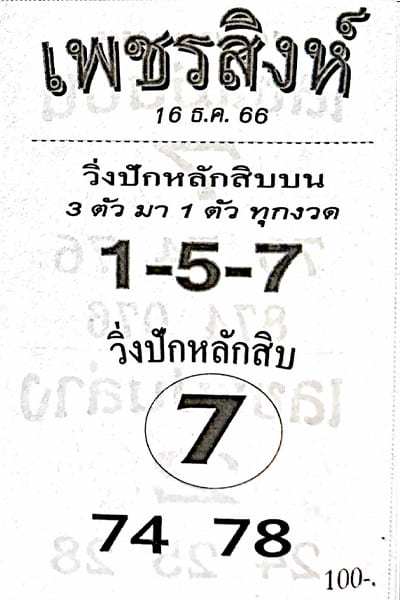 หวยไทย เพชรสิงห์ 1/2/67