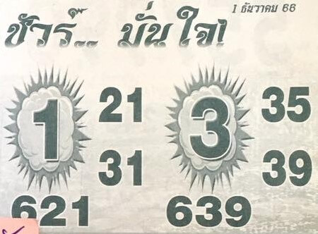 หวยไทย ชัวร์มั่นใจ 16/2/67